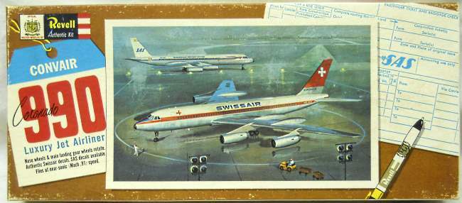 Revell 1/135 Convair 990 Coronado Luxury Jet Airliner Swissair, H254-129 plastic model kit